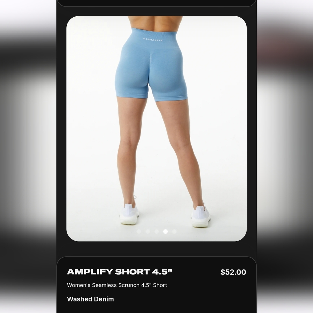 NWT Alphalete Amplify short 4.5 inch in color washed denim